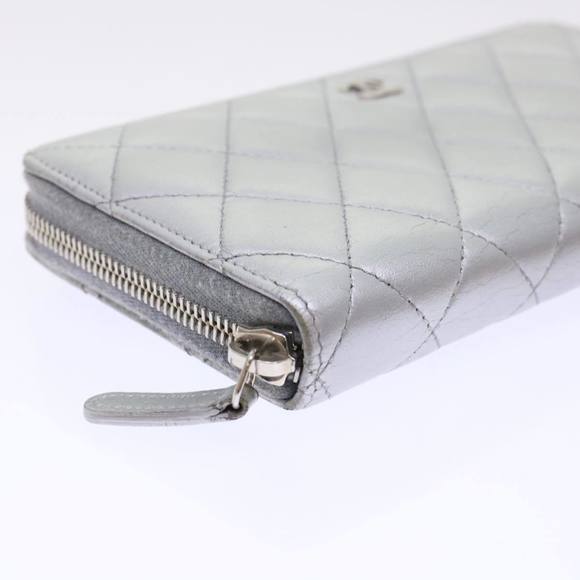 CHANEL Long Wallet Lamb Skin Silver CC Auth 49958A - Picture 15 of 16